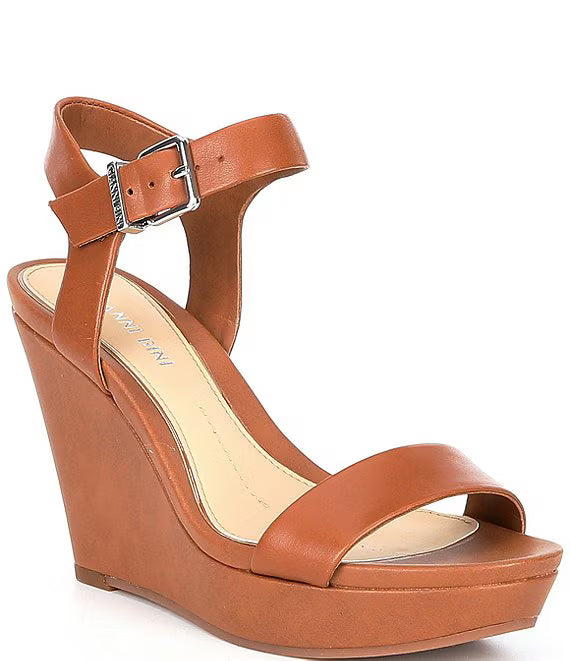 Leather Platform Wedge Sandals