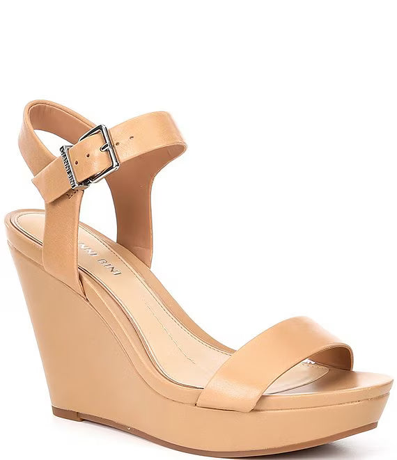 Leather Platform Wedge Sandals